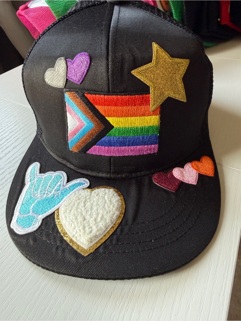 Trucker Patch Hat Cap Rainbow Flag Foam Front Mesh Back OS